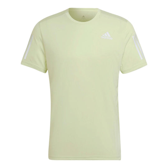 Men's adidas Solid Color Logo Round Neck Pullover Sports Short Sleeve Green T-Shirt HB7441