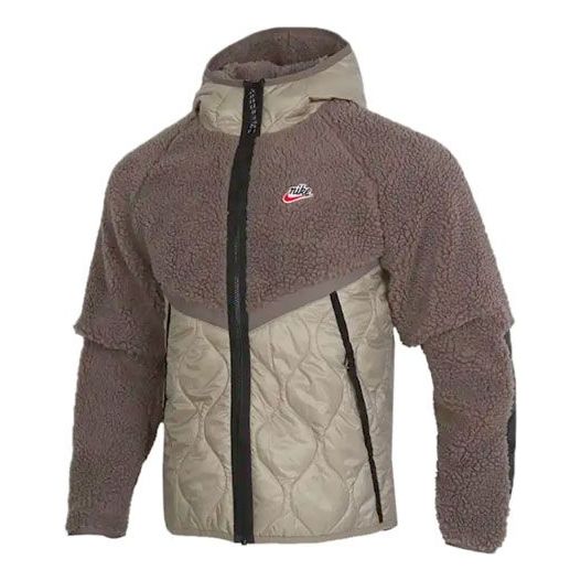 Nike Sportswear Hooded Fleece Jacket Men Brown Camel CU4447-040