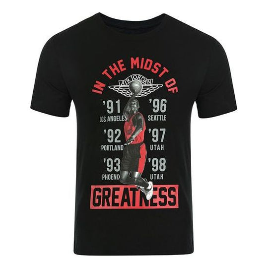 Men's Air Jordan Printing Round Neck Short Sleeve Black T-Shirt 789654-010 T-shirts - KICKSCREW