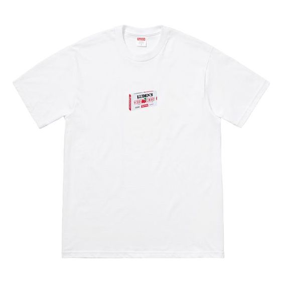 Supreme FW18 Ludens Tee White Cherry Candy Box Printing Short Sleeve U ...