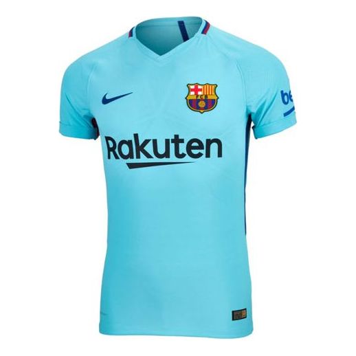 Men's Nike 2017-2018 Season Barcelona Casual Sports Short Sleeve  Soccer/Football Jersey Blue 847189-484