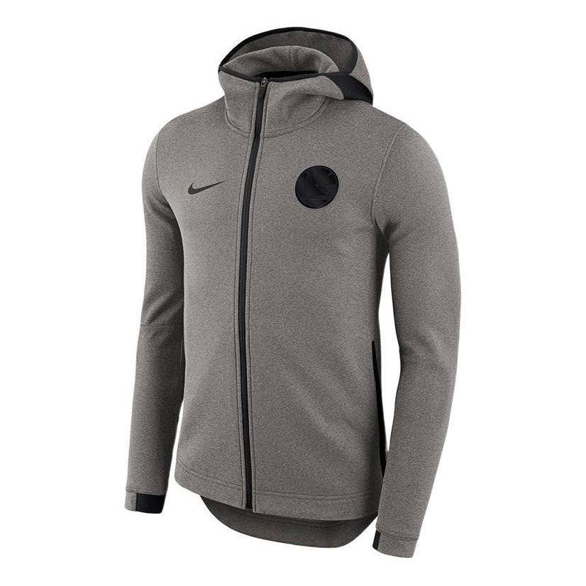 Men's Nike Logo Printing Zipper Hooded Jacket Gray 911122-021-KICKS CREW