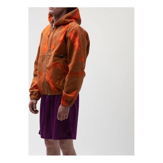 Stussy Printed Canvas Work Jacket Printing Unisex Orange 115519