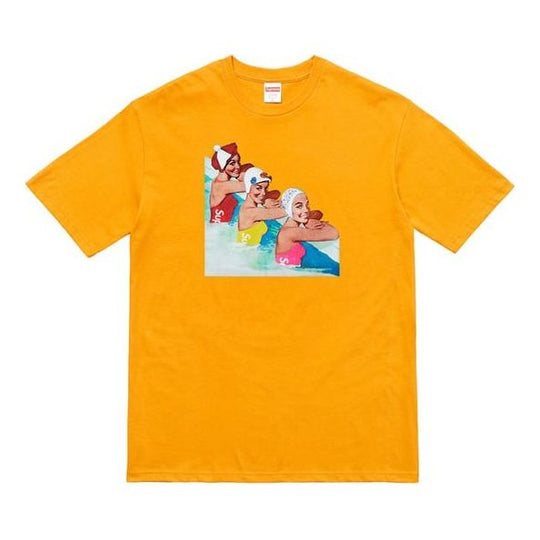 Supreme SS18 Swimmers Tee Mustard Short Sleeve Unisex Yellow T-Shirt  SUP-SS18-498