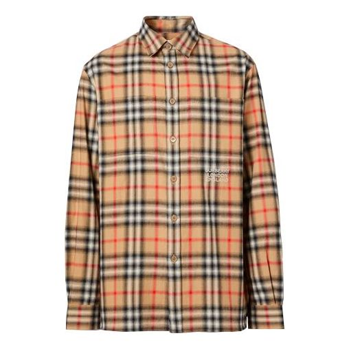 Burberry Check Cotton Flannel Shirt Male Cream-coloured 80367731 ...