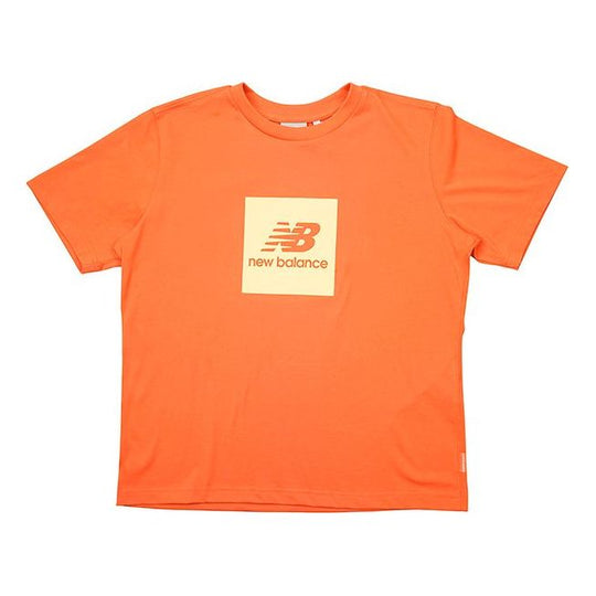 (WMNS) New Balance Chest Logo Printing Sports Short Sleeve Version Orange NEA2E042-ORG