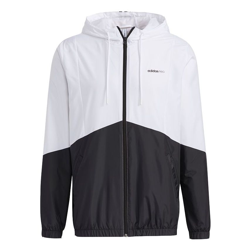 adidas neo M Freye Wb 1 Colorblock Splicing hooded track Jacket White ...